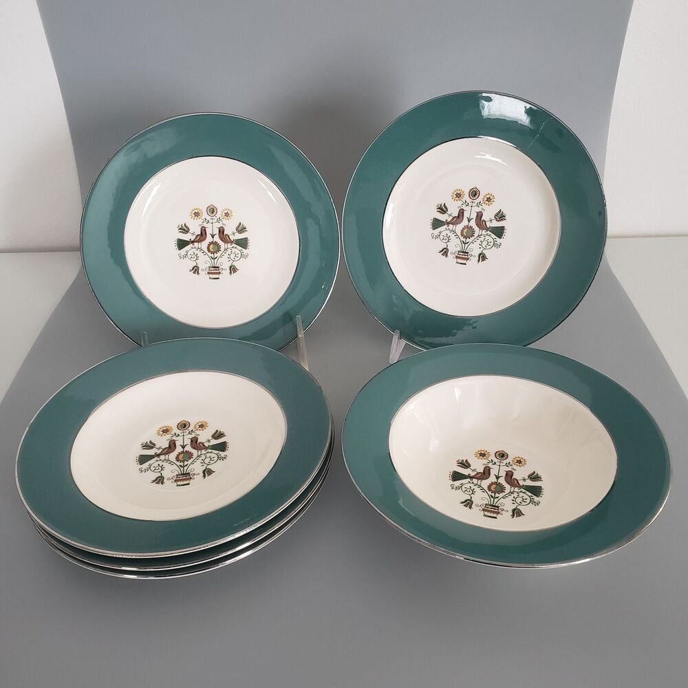 Homer Laughlin Persian Garden Dessert Plate Saucer Berry Bowl Cavalier Eggshell